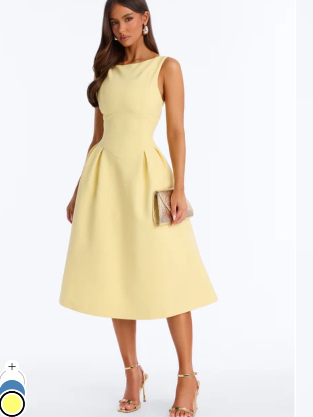 Fashion Nova Yellow Pleated Midi Dress - Sleeveless Fit-and-Flare